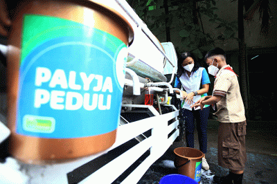 Edukasi cara mencuci tangan kepada siswa SDN Cideng 07, Jakarta Pusat, Rabu (19/10/2022).