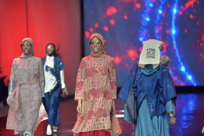 Wakil Presiden Ma'ruf Amin memberikan sambutan dalam pembukaan Jakarta Muslim Fashion Week (JMFW) 2023 di ICE, BSD City, Banten, Kamis (20/10/2022).