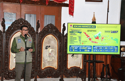 Kepala Badan Nasional Penanggulangan Bencana (BNPB) Letjen TNI Suharyanto, meninjau penanganan bencana banjir di Kabupaten Trenggalek, Jawa Timur.