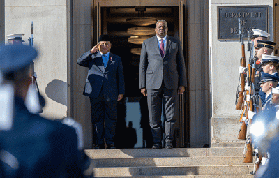 Menteri Pertahanan Prabowo Subianto melaksanakan pertemuan dengan Menteri Pertahanan Amerika Serikat Lloyd J. Austin III di Gedung Pentagon.