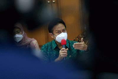 Menteri kesehatan Budi Gunadi Sadikin memberikan keterangan pers di Kantor Kementerian Kesehatan, Jakarta, Jumat (21/10/2022).