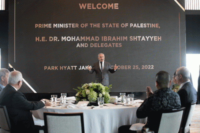 Executive Chairman MNC Group, Hary Tanoesoedibjo menggelar pertemuan dengan Perdana Menteri (PM) Palestina Mohammad IM Shtayyeh di Hotel Park Hyatt.