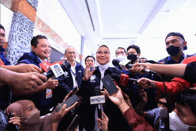 Menteri Ketenagakerjaan Ida Fauziyah saat menghadiri acara Job Fair Nasional 2022 di Jakarta Convention Center (JCC), Senayan, Minggu (30/10/2022).