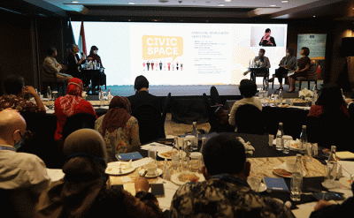 Diskusi civil society forum promoting an enabling environment for CSOs in Indonesia di Jakarta, Selasa (1/11/2022).