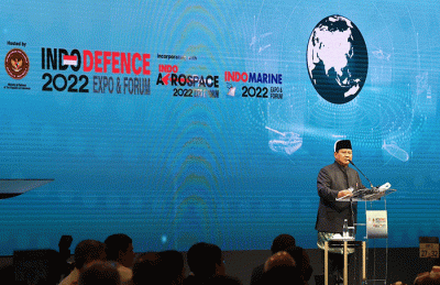 Menteri Pertahanan Prabowo Subianto memimpin acara Gala Dinner sekaligus membuka secara resmi Indodefence 2022 Expo and Forum di Jakarta.