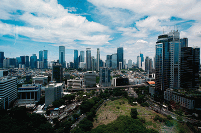 Suasana deretan gedung bertingkat di kawasan Kuningan, Jakarta Selatan, Selasa (8/11/2022).