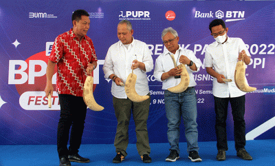 Gerebek Pasar 2022 Bank BTN dan IKAPPI di Pasar Klewer, Solo, Jawa Tengah, Rabu (9/11/2022).