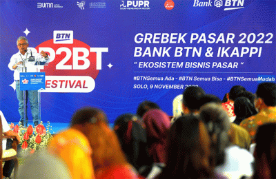 Gerebek Pasar 2022 Bank BTN dan IKAPPI di Pasar Klewer, Solo, Jawa Tengah, Rabu (9/11/2022).