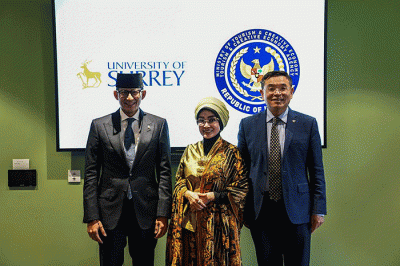 Menparekraf Sandiaga Salahuddin Uno menjadi pembicara dalam forum Kuliah Eksklusif di University of Surrey, London, Inggris, Selasa (8/11/2022).