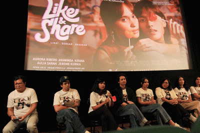 Peluncuran Film Like & Share di XXI, Senayan City, Jakarta, Senin (14/11/2022).