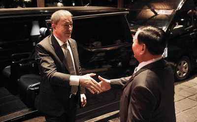 Menteri Pertahanan RI Prabowo Subianto melakukan pertemuan bilateral lanjutan dengan Menteri Pertahanan Turki, Hulusi Akar.