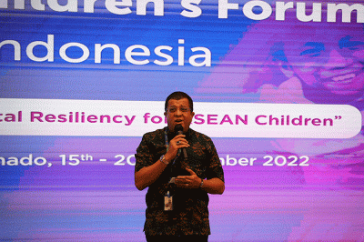 Kunjungan delegasi 7th ASEAN Children Forum (ACF) 2022 ke kantor pusat XL Axiata di Jakarta, Kamis (17/11/2022).