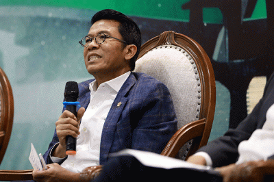 Diskusi Dialektika Demokrasi di Media Center, Kompleks Parlemen MPR/DPR-DPD, Senayan di Jakarta, Kamis (17/11/2022).