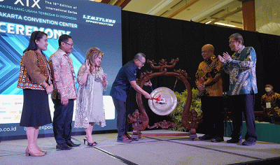 Mendag Zulkifli Hasan saat membuka gelaran Franchise License Expo Indonesia (FLEI) ke-19 di Jakarta Convention Center, Jakarta, Jumat (18/11/2022).