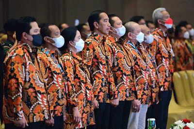 Presiden Joko Widodo menyampaikan paparannya saat Musyawarah Nasional Himpunan Pengusaha Muda Indonesia (Munas HIPMI) XVII.