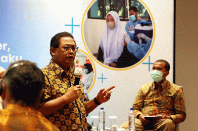 Seminar publik bertema Dukung Vaksinasi Booster, Bangkit Indonesiaku Sehat Negeriku di Jakarta, Selasa (22/11/2022).