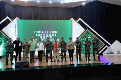 Diskusi bertajuk Agen Perubahan Sebagai Penggerak Restorasi Ekosistem di Aula Sudirman Markas Kodam Jaya, Jakarta, Selasa (22/11/2022).