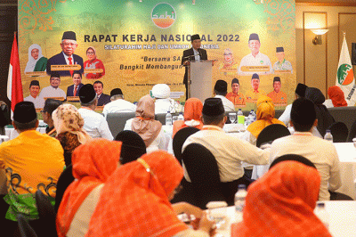 Dirjen PHU Kemenag Hilman Latief saat membuka Rakernas DPP SAHI 2022 di Jakarta, Kamis (24/11/2022).