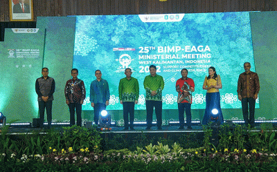 Menteri Koordinator Bidang Perekonomian Airlangga Hartarto ketika memimpin Pertemuan Tingkat Menteri (PTM) BIMP-EAGA ke-25 Tahun 2022.