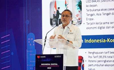 Menteri Perdagangan Zulkifli Hasan saat acara Indonesia Digital Economy Conference di Jakarta, Selasa (29/11/2022).