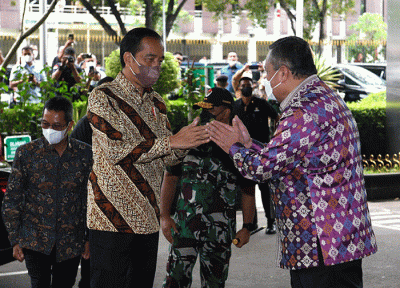 Presiden Joko Widodo saat memberikan sambutan pada Pertemuan Tahunan Bank Indonesia Tahun 2022 di Jakarta Convention Center, Jakarta, Rabu (30/11/2022).