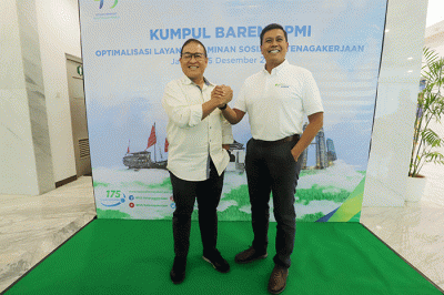 Pembukaan Rekeneing Massal Pekerja Migran Indonesia (PMI) di Plaza BP Jamsostek, Jakarta, Kamis (15/12/2022).