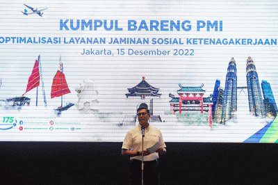 Pembukaan Rekeneing Massal Pekerja Migran Indonesia (PMI) di Plaza BP Jamsostek, Jakarta, Kamis (15/12/2022).