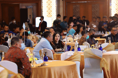Menteri Pariwisata dan Ekonomi Kreatif (Menparekraf) Sandiaga Uno saat memberikan sambutan pada Rakornas pariwisata dan ekonomi kreatif (Parekraf) 2022.