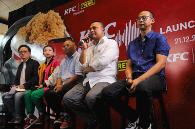 Konferensi pers dalam acara Launching KFC Musik Digital powored by Trebel di KFC by Naughty by Nature di Jakarta Selatan, Rabu (21/12/2022).