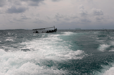 Jasa penyeberangan transportasi laut melintas diperairan Kepulauan Seribu, Provinsi DKI Jakarta, Sabtu (24/12/2022).
