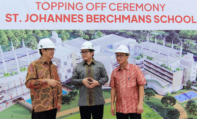 Topping Off pembangunan St Johannes Berchmans School di Pantai Indah Kapuk (PIK) 2, Tangerang, Banten.