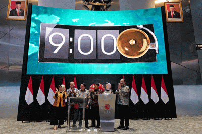 Seremoni pembukaan perdagangan Bursa Efek Indonesia dalam rangka pelaksanaan right issue PT Bank Syariah Indonesia Tbk (BRIS) di Bursa Efek Indonesia, Jakarta.