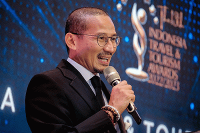Menteri Pariwisata dan Ekonomi Kreatif (Menparekraf) Sandiaga Salahuddin Uno meraih penghargaan ‘Indonesia Man of The Match in Tourism 2022’.