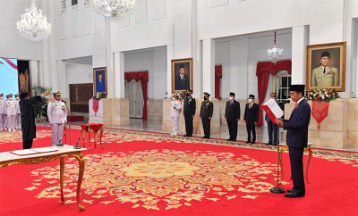 Presiden Joko Widodo resmi melantik Laksamana Madya Muhammad Ali menjadi Kepala Staf Angkatan Laut (KSAL) di Istana Negara, Jakarta, Rabu (28/12/2022).