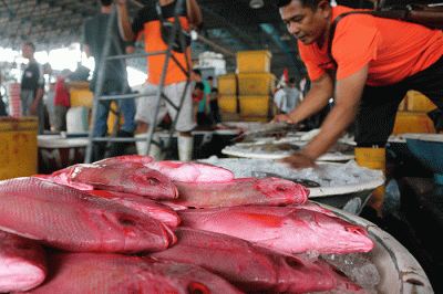 Suasana Aktivitas pedagang Ikan di Pasar Ikan Muara Angke, Jakarta, Kamis (29/12/2022).