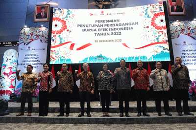 Penutupan Perdagangan Bursa Efek Indonesia Tahun 2022 di Jakarta, Jumat (30/12/2022).