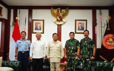 Menteri Pertahanan Prabowo Subianto menerima kunjungan kerja Kepala Staf Angkatan Laut (KSAL) Laksamana TNI Muhammad Ali.