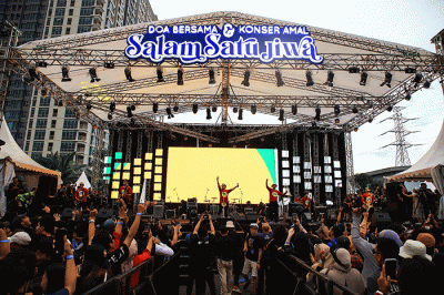 Doa Bersama dan Konser Amal Salam Satu Jiwa di Galdiator Arena, Bekasi, Jawa Barat, Minggu (8/1/2023).