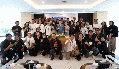 Syukuran Asia Media Productions (AMP) Performance Celebration yang diselenggarakan di lounge Studio RCTI+ Kebun Jeruk, Jakarta, Rabu (11/1/2023).