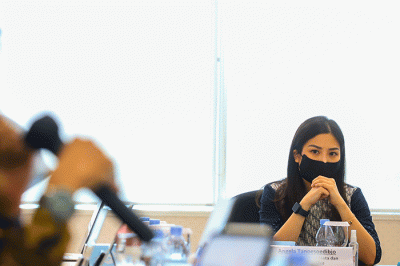Wamenparekraf Angela Tanoesoedibjo menggelar audiensi dengan para pimpinan redaksi MNC Media di Gedung iNews Tower, Jakarta Pusat, Selasa (10/1/2023).