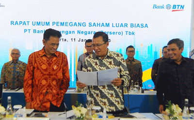 Rapat Umum Pemegang Saham Luar Biasa (RUPSLB) Bank BTN di Jakarta, Rabu (11/1/2023).