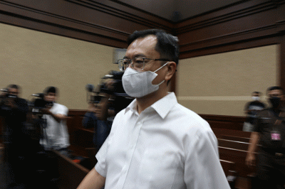 Terdakwa kasus korupsi Asabri Benny Tjokrosaputro menjalani sidang putusan di Pengadilan Tipikor, Jakarta, Kamis (12/1/2023).