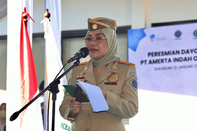 Menteri Ketenagakerjaan Ida Fauziyah saat memimpin Apel Peringatan Bulan K3 Nasional di Sukabumi, Kamis (12/1/2023). 