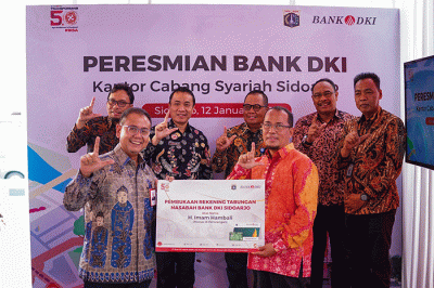Peresmian Kantor Cabang Bank DKI Syariah Sidoarjo pada acara seremonial pembukaan Kantor Cabang Bank DKI Syariah Sidoarjo, Kamis (12/1/2023).