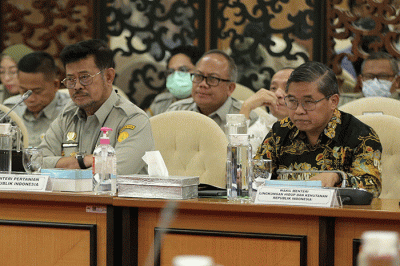 Menteri Pertanian Syahrul Yasin Limpo Rapat Kerja (Raker) dengan Komisi IV DPR RI di gedung Parlemen, Jakarta, Kamis (19/1/2023).