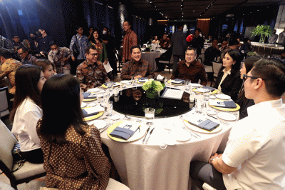Business Gathering Kementerian BUMN dan MNC Group serta jajaran direksi berbagai BUMN di Jakarta, Jumat (20/1/2023).