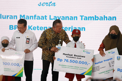 Kegiatan house warming di Kantor Cabang BPJS Ketenagakerjaan Juanda, Jawa Timur, Rabu (25/1/2023).