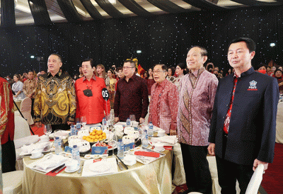 Executive Chairman MNC Group Hary Tanoesoedibjo Menghadiri dan memberikan sambutan di acara Imlek PSMTI Jawa Timur, Jumat (27/1/2023).