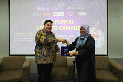 MNC Portal Goes To Campus (MPGTC) di Universitas Pertamina, Jakarta, Selasa (31/1/2023).