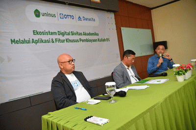 Kerja sama pengembangan layanan digitalisasi keuangan di lingkungan Kampus UNINUS, Bandung, Jawa Barat, Selasa (31/1/2023).